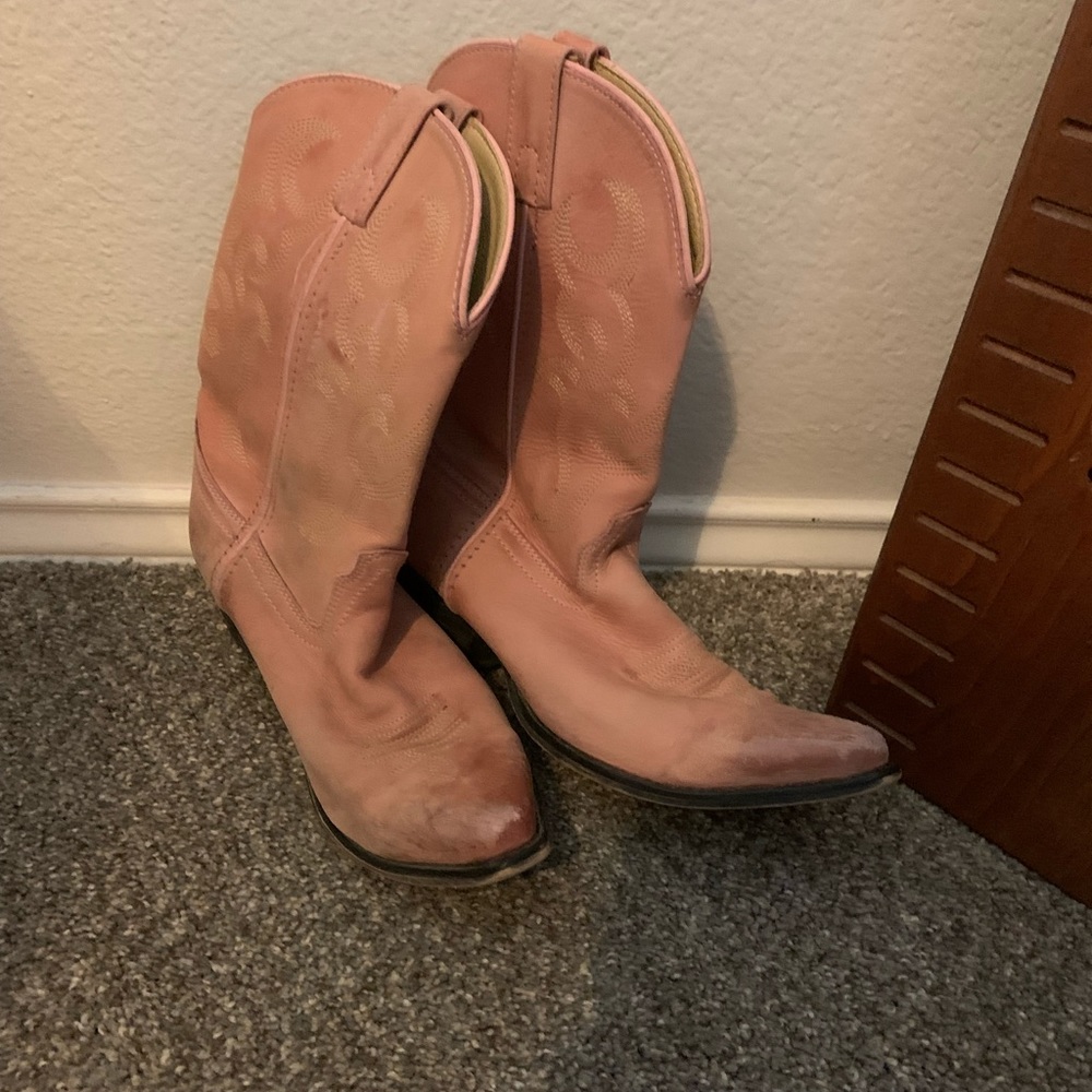 Girls Pink Cowgirl Boots Size 6